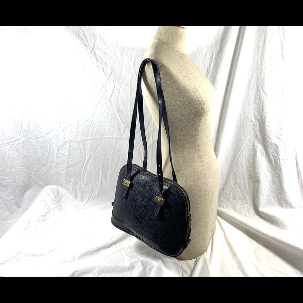 Genuine vintage DOONEY & BOURKE black All Weather Leather dome satchel bag purse
